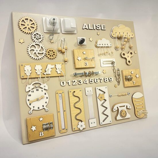 Liels aktivitāšu dēlis- Balts/koka- 60x70 cm